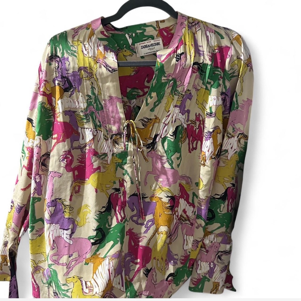 Zadig & Voltaire Multicolor Horse Print Blouse